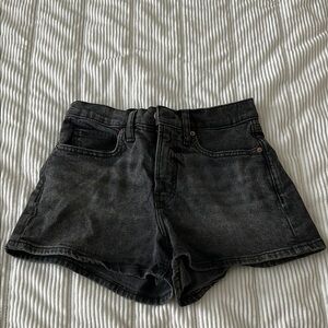 Black denim shorts